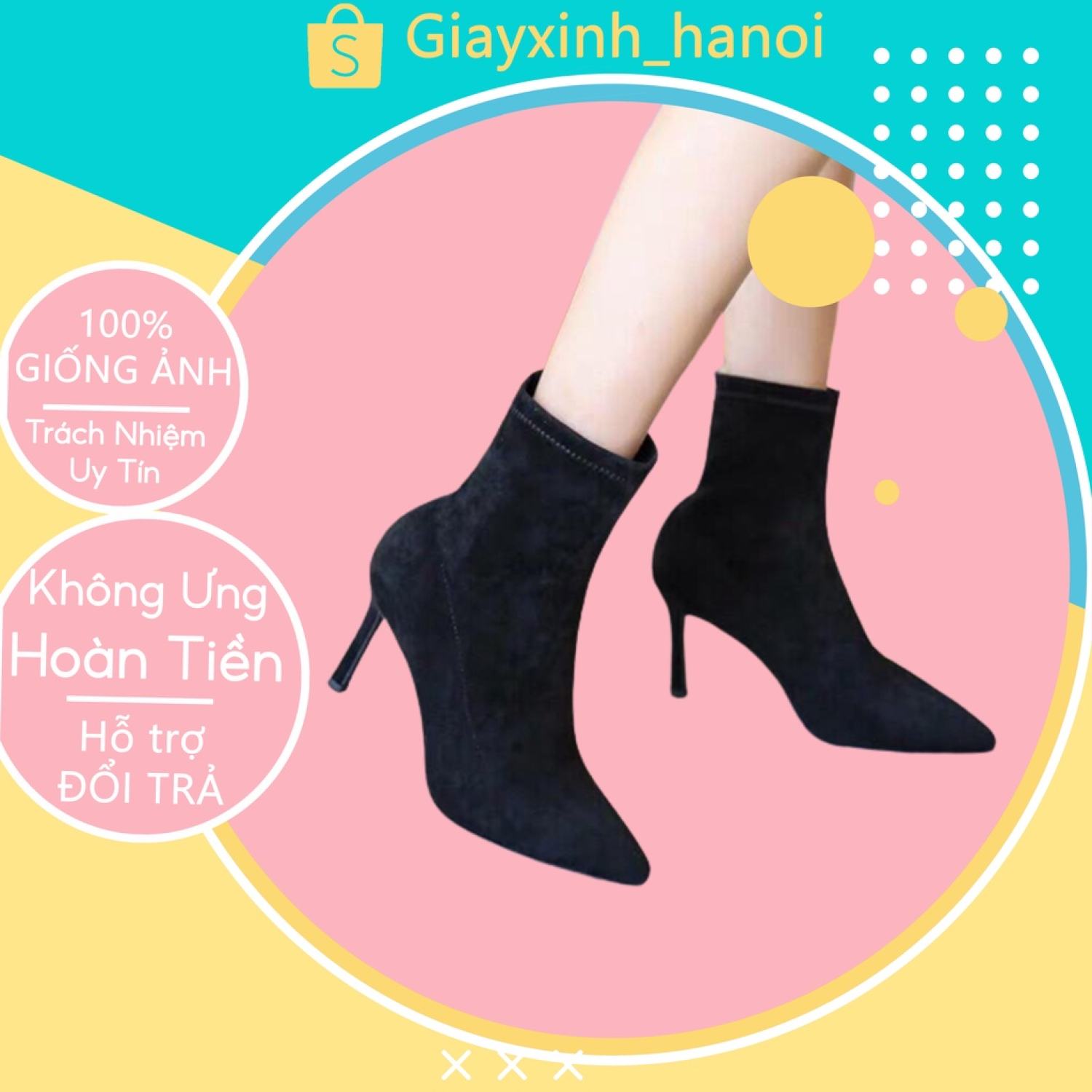 Giày bốt nữ da lộn đế cao 7p, Bột nữ cao cổ chất da lộn, gót nhọn siêu sang chảnh cho chị em