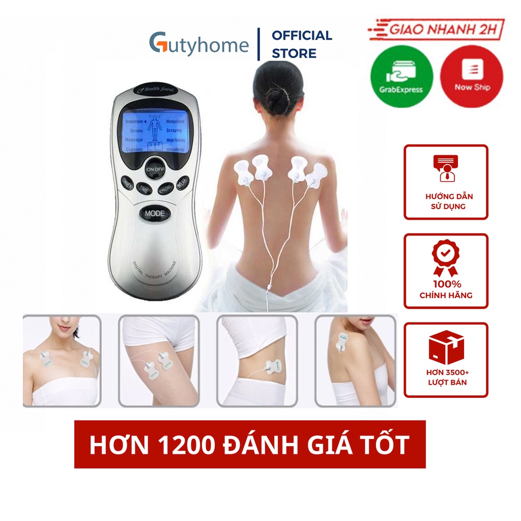 Máy mát xa châm cứu đấm bóp, máy massage trị liệu xung điện 4 miếng dán chăm sóc sức khỏe