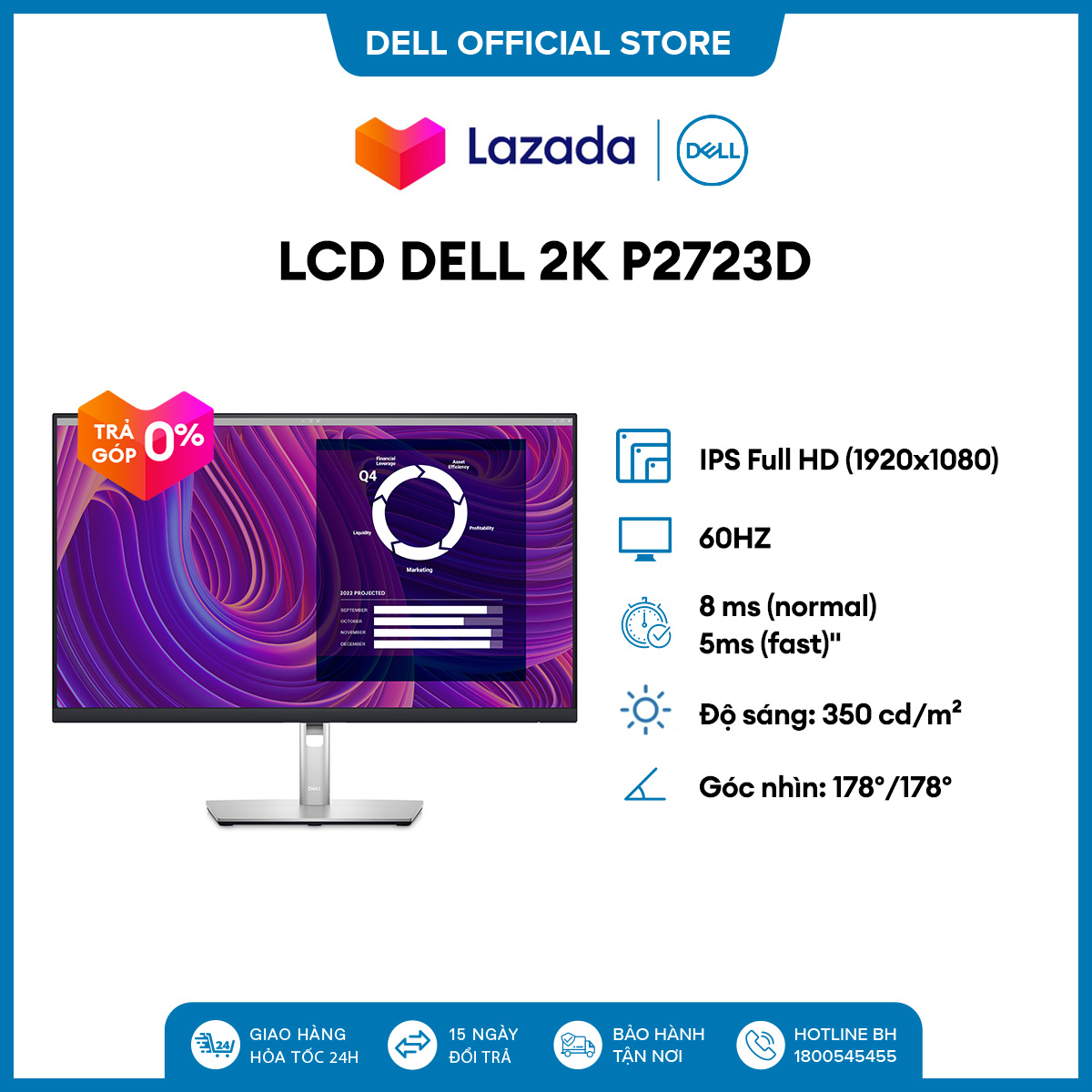 Màn hình Dell P2723D QHD 27 inch IPS 2K 60Hz