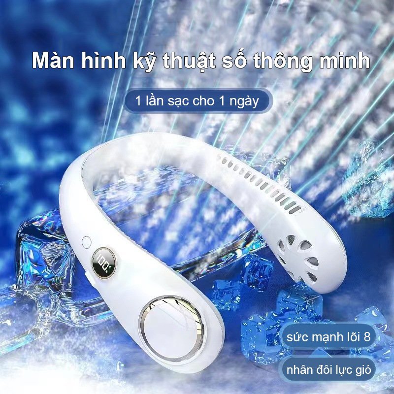Quạt đeo cổ mini pin khủng thế hệ mới, Quạt đeo lên cổ đa năng, Quạt mang cổ đi học, Quạt treo cổ usb cầm tay