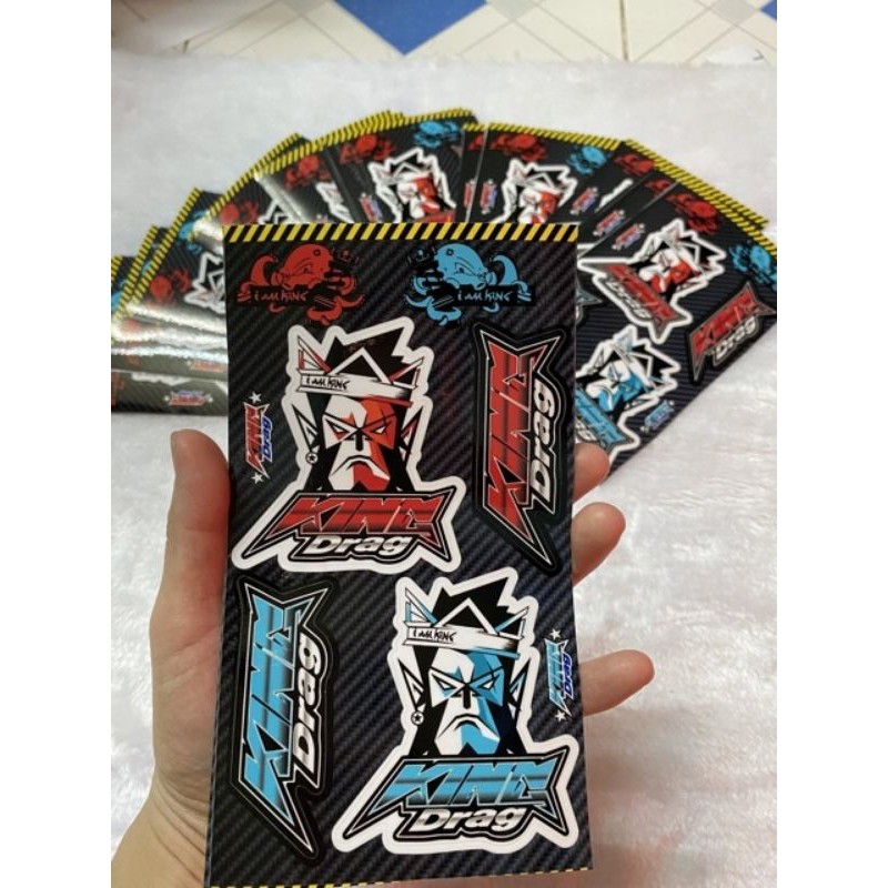 Set tem logo khỉ King Drag 9x18cm