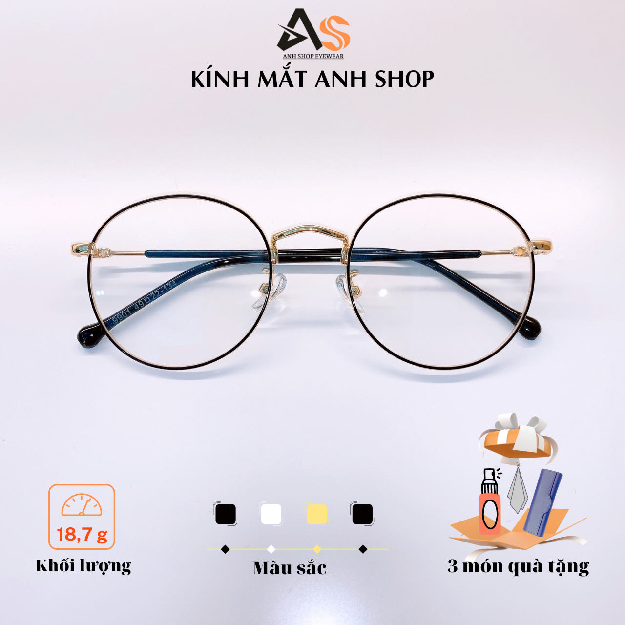Hoàn tiền 15% - kính tròn nobita giả cận kính kim loại 9901a