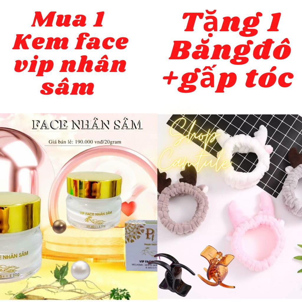 Kem face vip đa chức năng nhuỵ hoa nghệ tây giúp đánh bay nám tàn nhang FACE VIP NHÂN SÂM 20G TẶNG BĂNG ĐÔ+ GẤP TÓC
