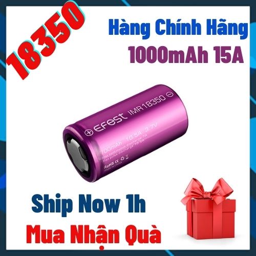 Cell pin ngắn,cell pin lùn cell pin sạc aaa cylaid tím 18350 chính hãng 15a, 1000mah