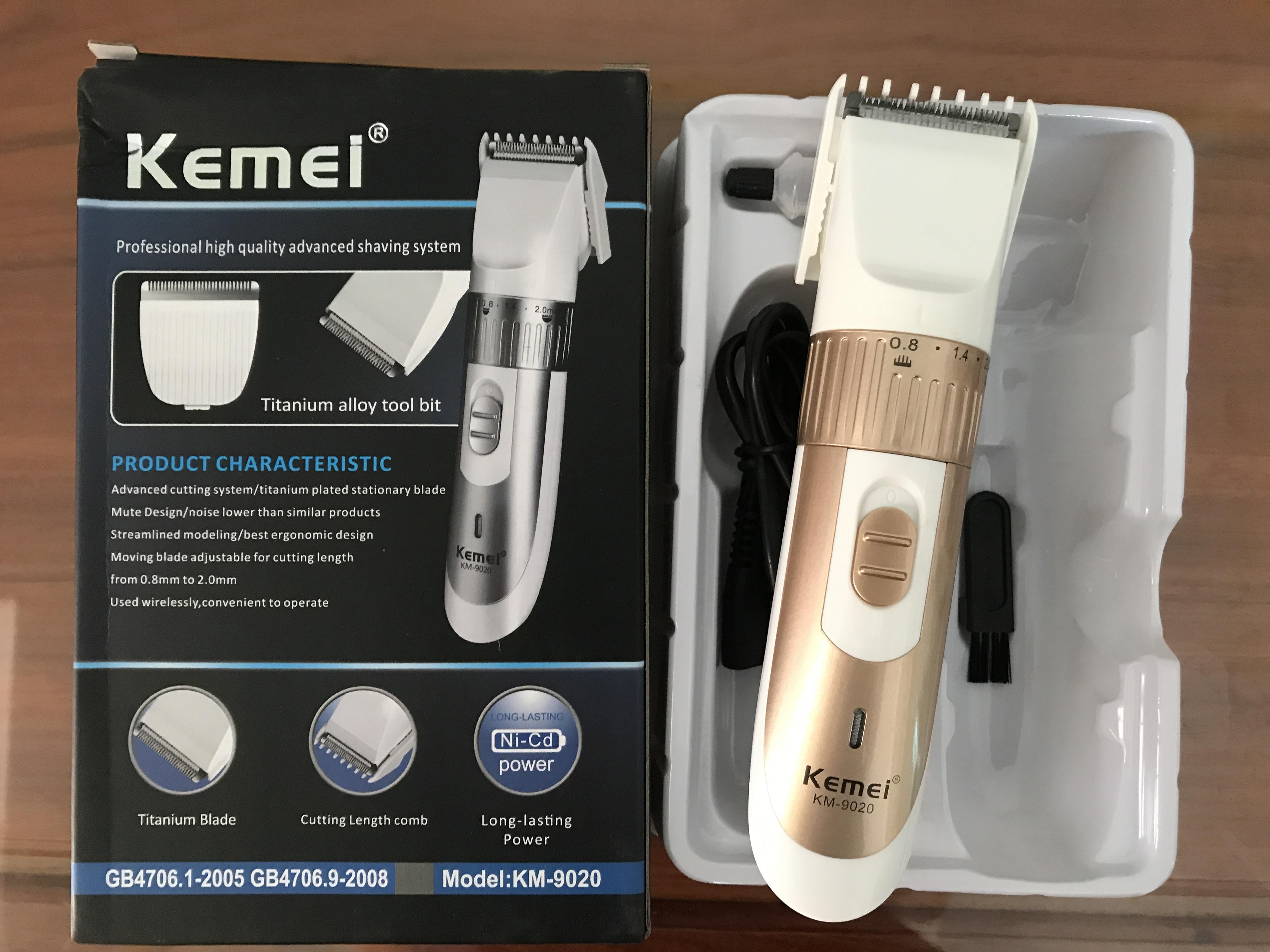 Tông đơ cắt tóc người lớn trẻ em có sạc pin kemei km-9020