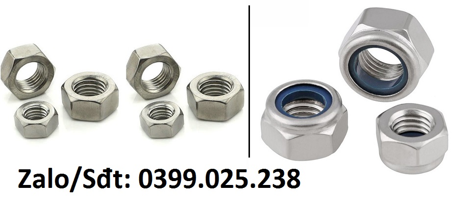 Bộ 10 đai ốc - ê cu m2 m2,5 m3, m4, m5, m6, m8, m10 m12 m14 hãm, phẳng khóa inox