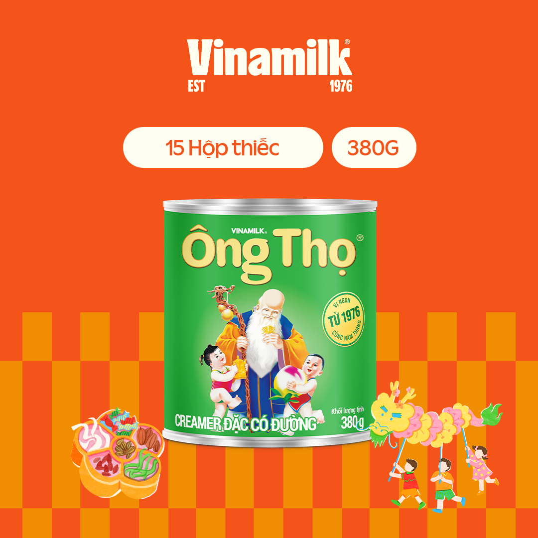 15 hộp sữa đặc có đường ông thọ xanh lá hộp thiếc 380g