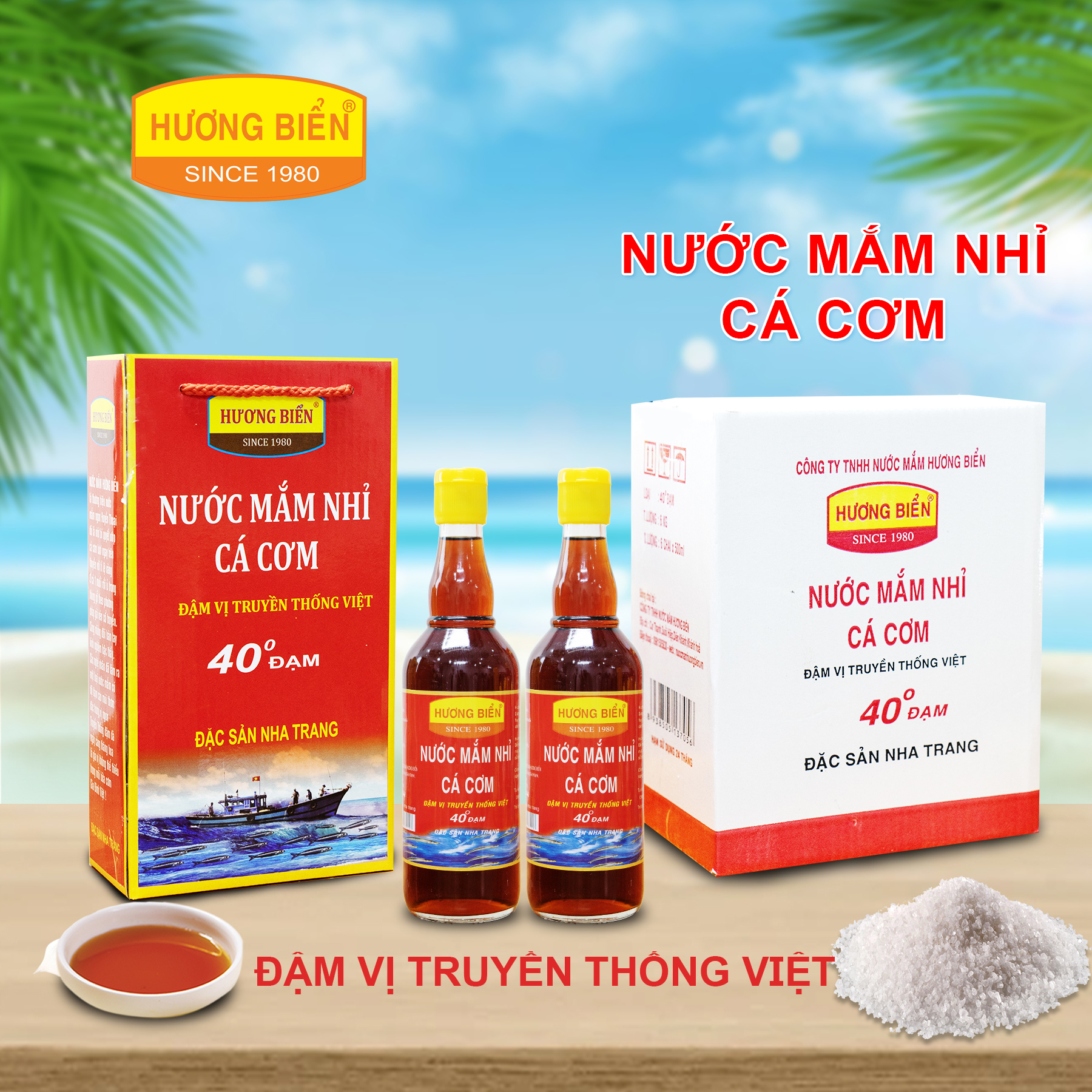 1 thùng nước mắm hương biển 40 độ đạm chai thuỷ tinh 500 ml x 6 chai - 0981505830