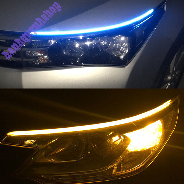 Bộ Led Dây Độ Mí Ngoài Đèn Pha Ô Tô 2 IN 1 60cm Xi Nhan Vàng Chạy Đuổi