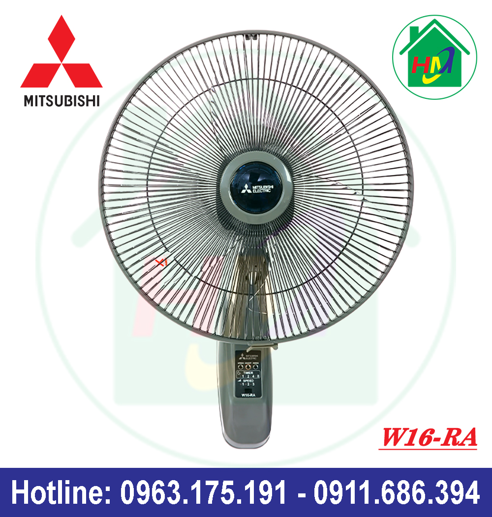 Quạt Treo Tường Điều Khiển Từ Xa Misubishi Cao Cấp W16-RA