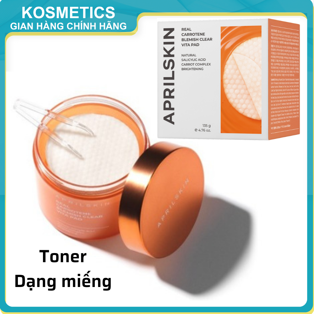 Toner dạng miếng làm sạch mụn chiết xuất cà rốt APRILSKIN Carrotene Vitamin Toner Pad