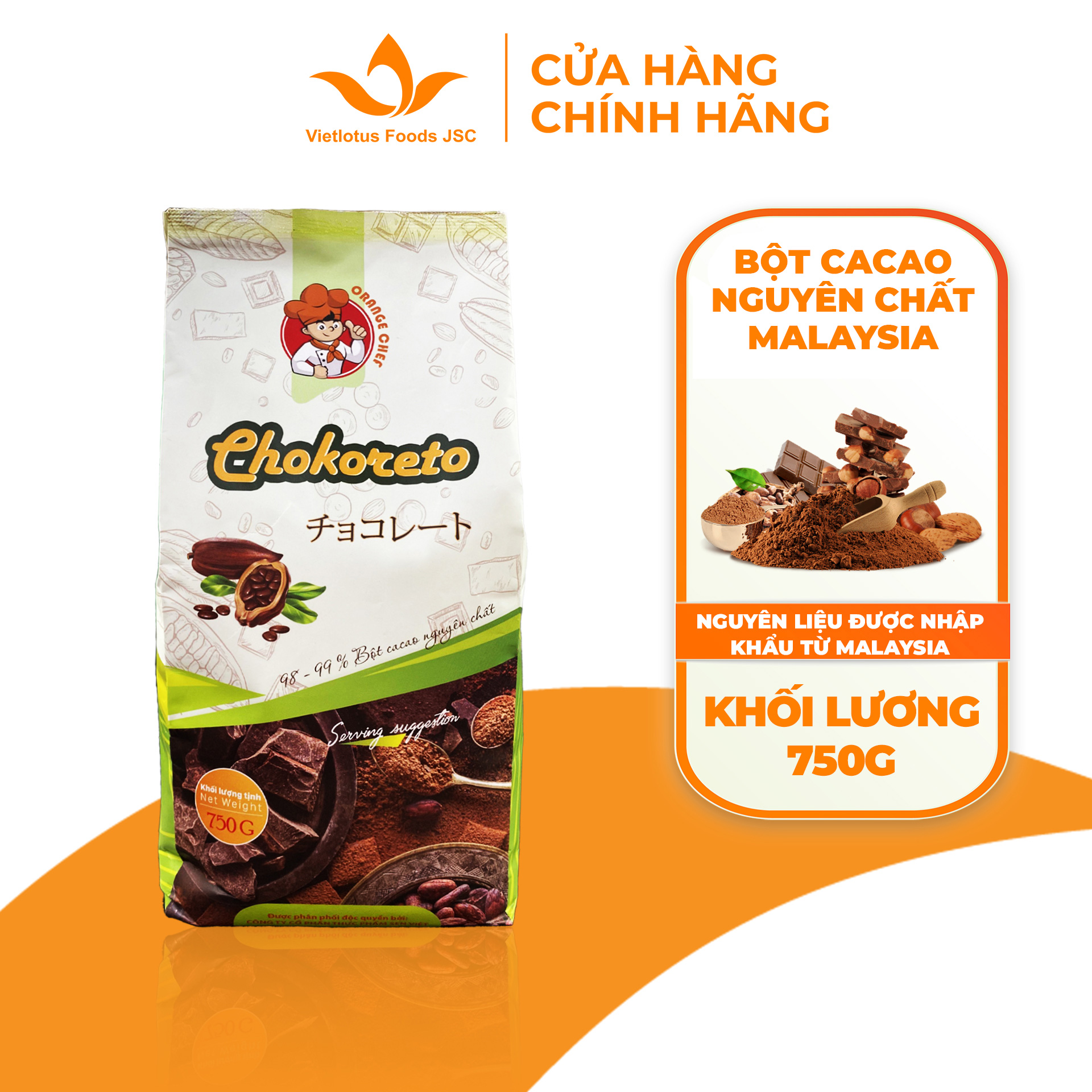 Bột Cacao Nguyên chất Chokoreto - Nguyên liệu nhập khẩu Malaysia Chất lượng Cacao tuyệt hảo
