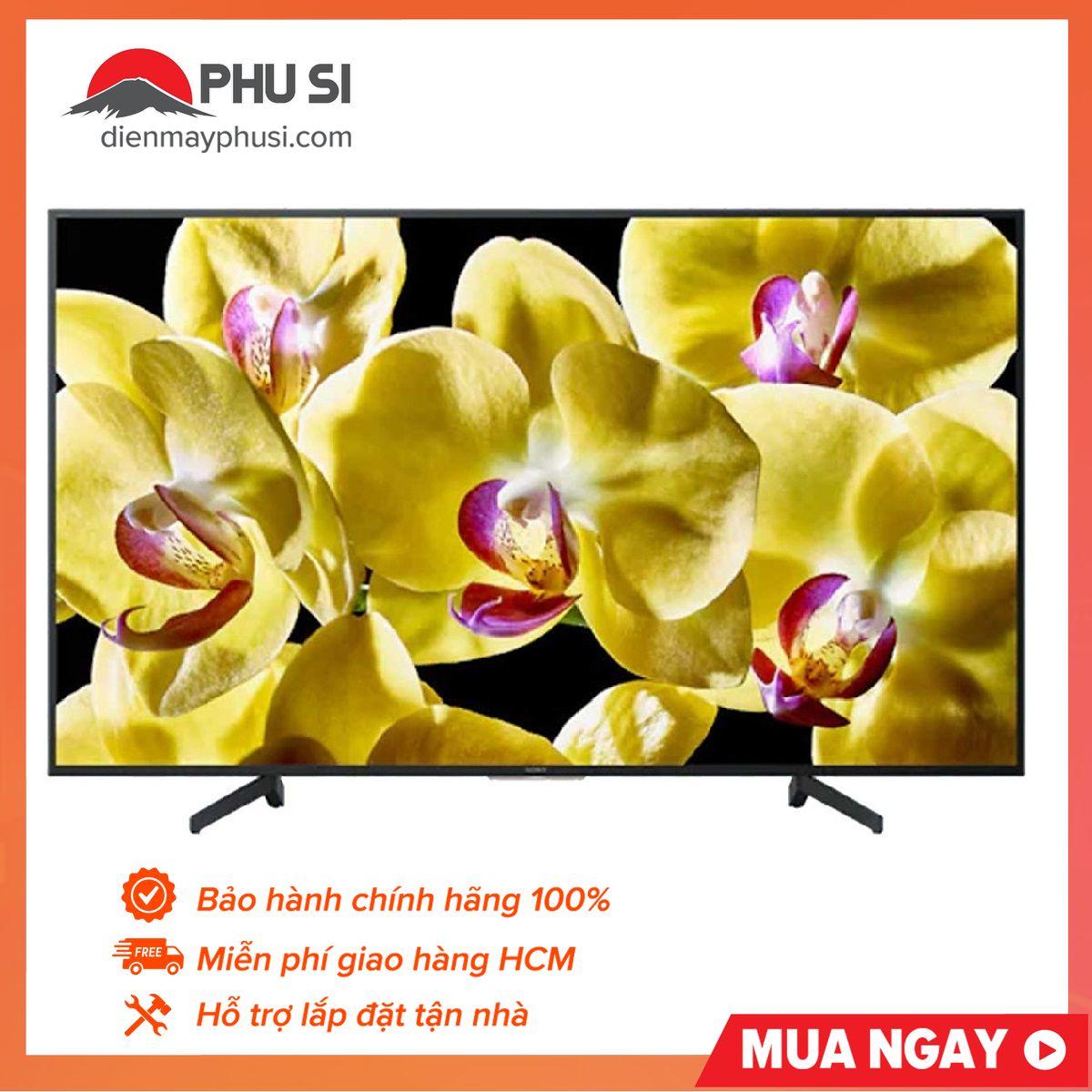 Android tivi Sony 4K 75 inch KD-75X8000G - 75X8000G sở hữu gam màu đen phù hợp với mọi không gian cùng với chân đế bằng chất liệu kim loại