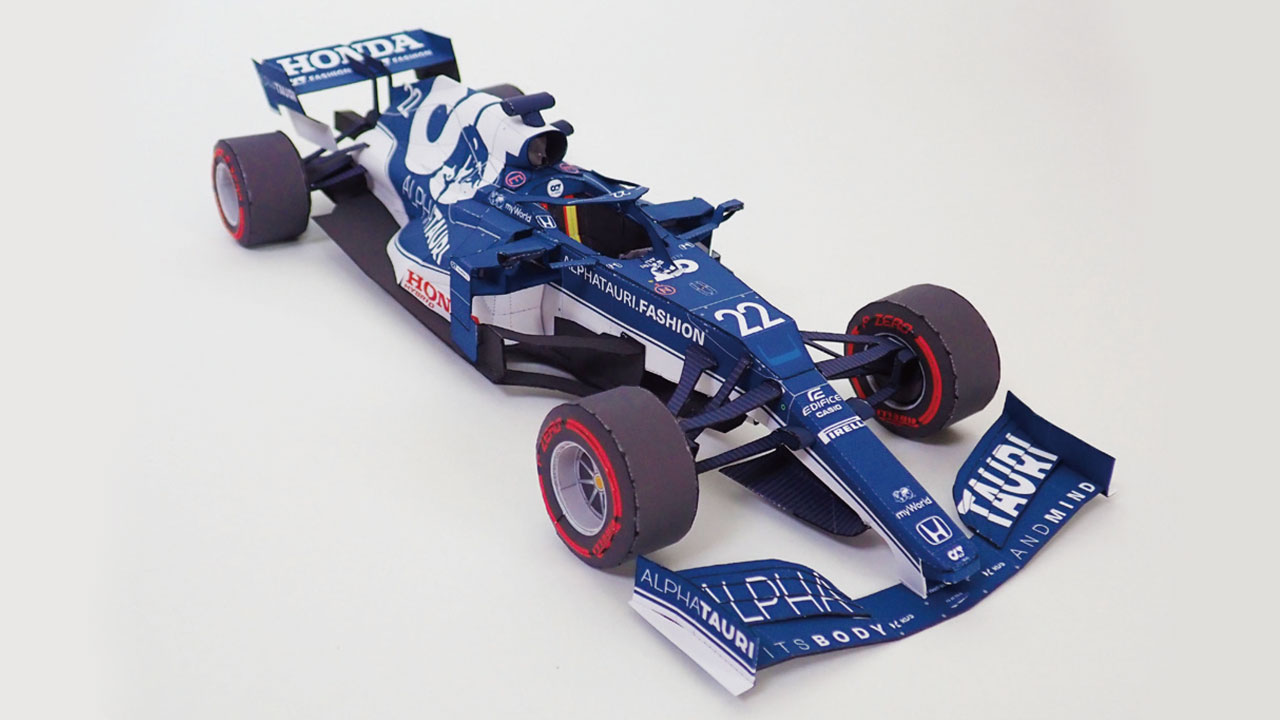 Mô hình giấy 3D xe đua F1 Honda AT02 đội AlphaTauri tỉ lệ 1/18