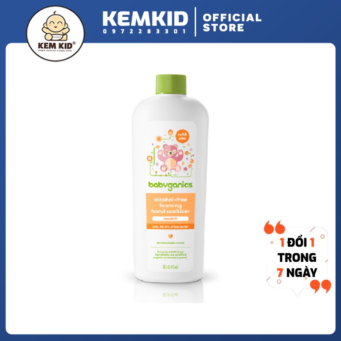Nước rửa tay khô Babyganics refill 473ml