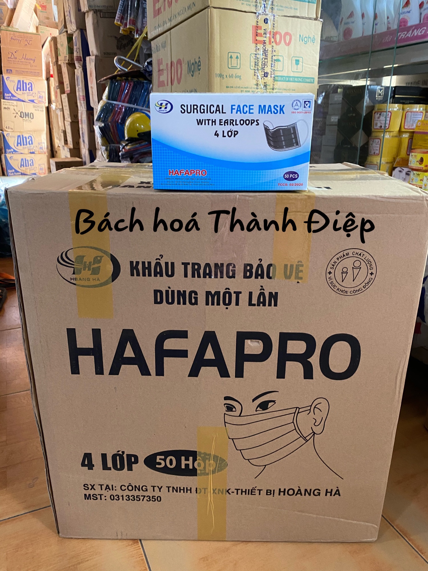 Nguyên thùng Khẩu trang y tế 4 lớp HAFAPRO màu xám