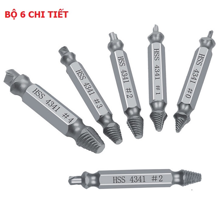 BỘ 6. MŨI KHOAN ỐC GÃY, ỐC TỀ ĐẦU, MŨI KHOAN PHỤ KIỆN, LOẠI BẠC HỘP ĐEN. DIY650