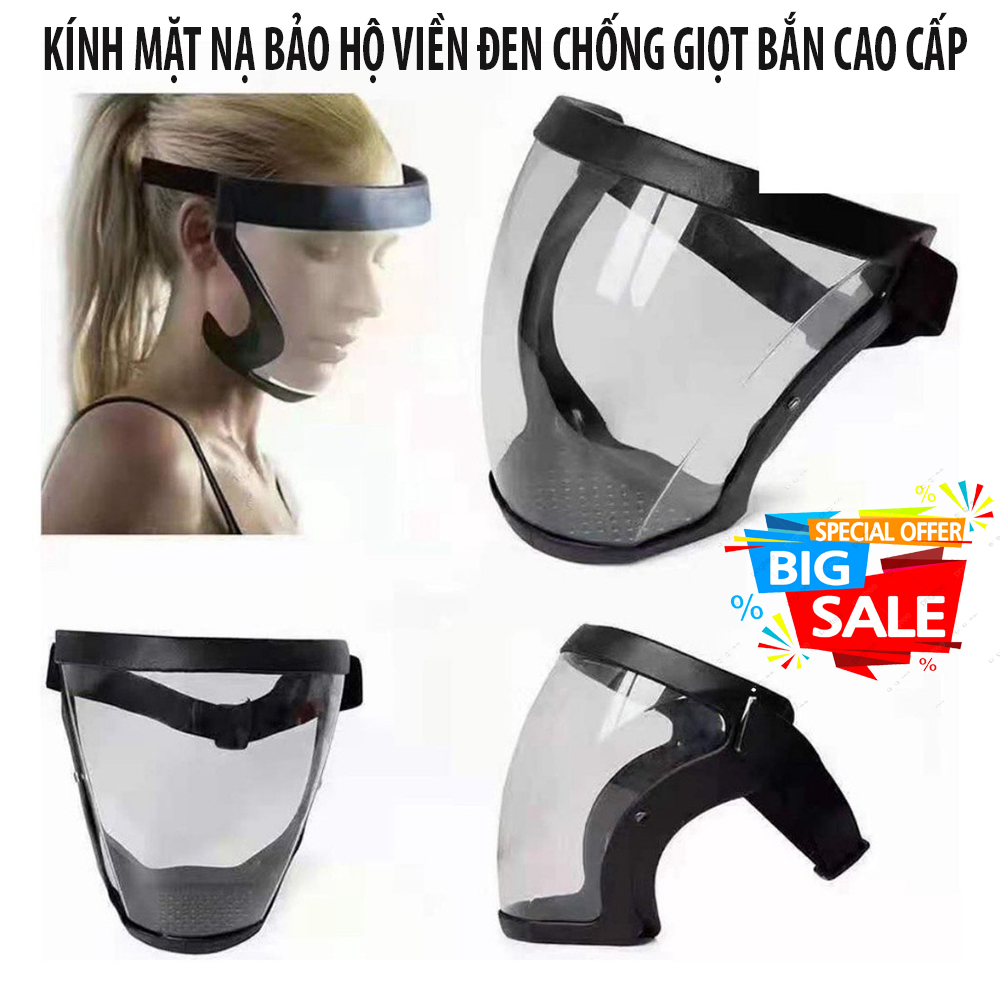 Kính che mặt chống giọt bắn có gọng gương an toàn dễ sử dụng, Kính bắn giọt nước Mặt Nạ Cao Cấp Viền Đen- Kính Bảo Hộ Cao Cấp Viền Đen