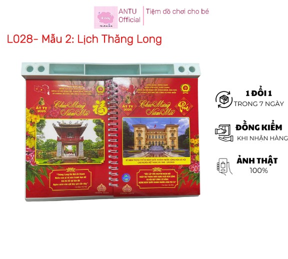 ( Mua lịch tặng lịch) Lịch Tết 2025 - Xuân Ất Tỵ - Lịch để bàn 52 tuần Vạn Xuân, Thăng Long đế nhựa