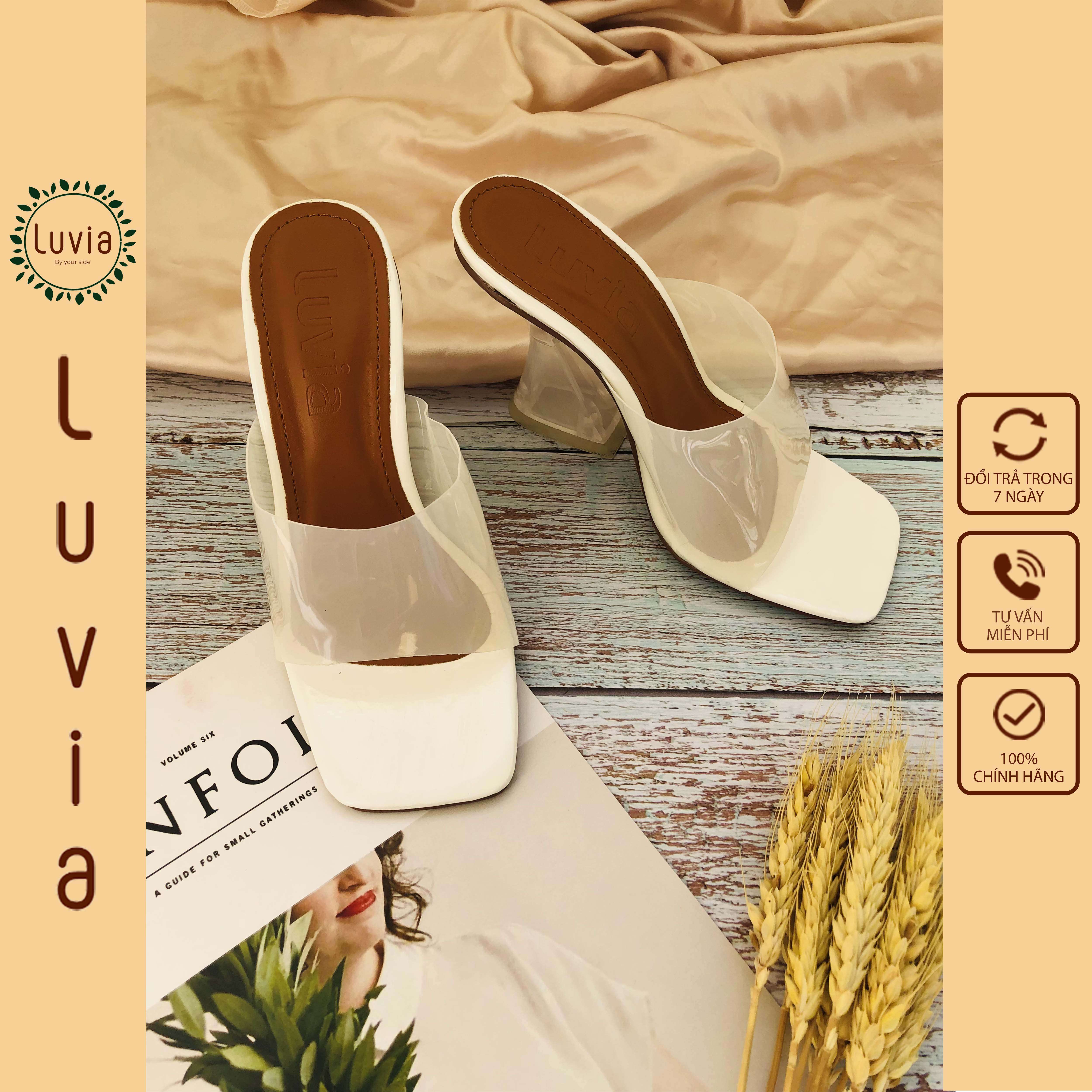 Giày cao gót nữ 9 phân gót mica quai màu đục Luvia 46CG