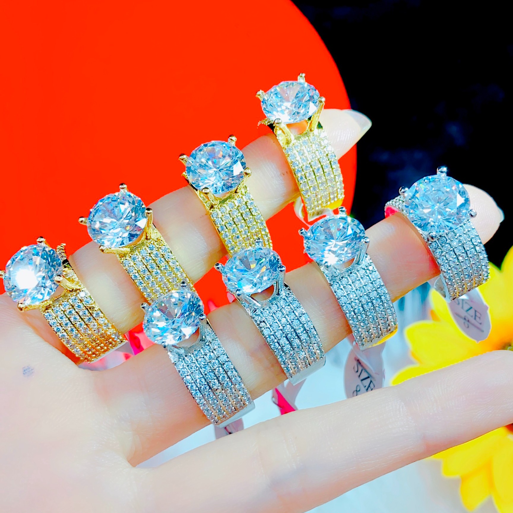 Nhẫn nữ đính đá Hột Xoàng cao cấp - N2604 JURI SHOP - Không đen không dị ứng - Có đủ size cam kết đổi trả nếu không vừa