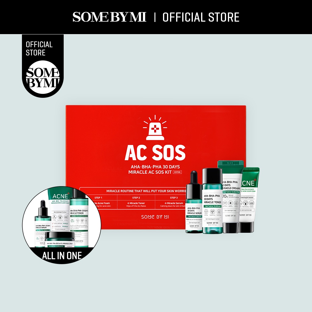 BỘ SẢN PHẨM 4 MÓN CHO DA MỤN SOME BY MI AHA-BHA-PHA 30 DAYS MIRACLE AC SOS KIT
