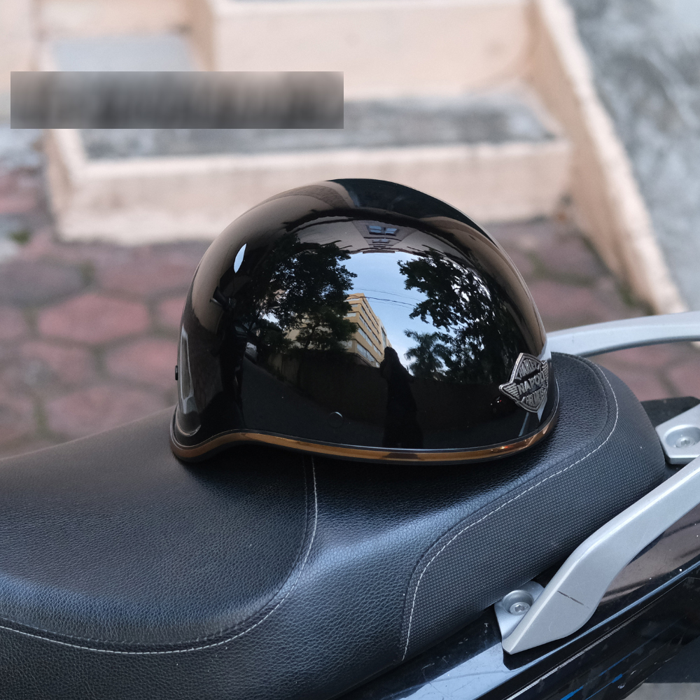 Mũ Bảo Hiểm Nửa Đầu NAPOLI GANGSTER - Màu Đen bóng Free Size (55 -60CM) - BẢO HÀNH 12 THÁNG