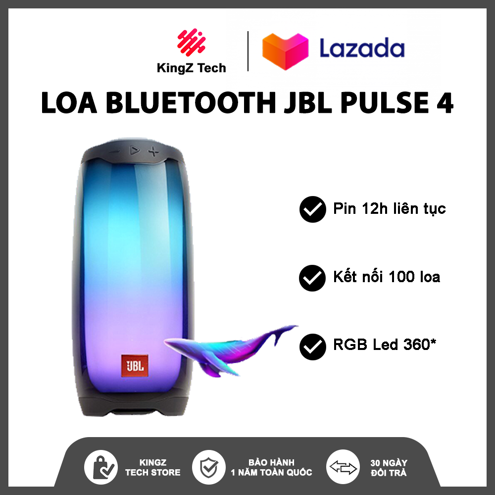 Loa Bluetooth JBL Pulse 4 - Công suất 20W - Chống nước IPX7 - Bluetooth 4.2 - Pin 7260 mAh - Nghe-nhạc 12h - Đèn led 360 độ - Công nghệ Party - Boost kết nối nhiều loa - Hàng chính hãng phân phối - Bảo Hành Chính Hãng 12 Tháng Toàn Quốc