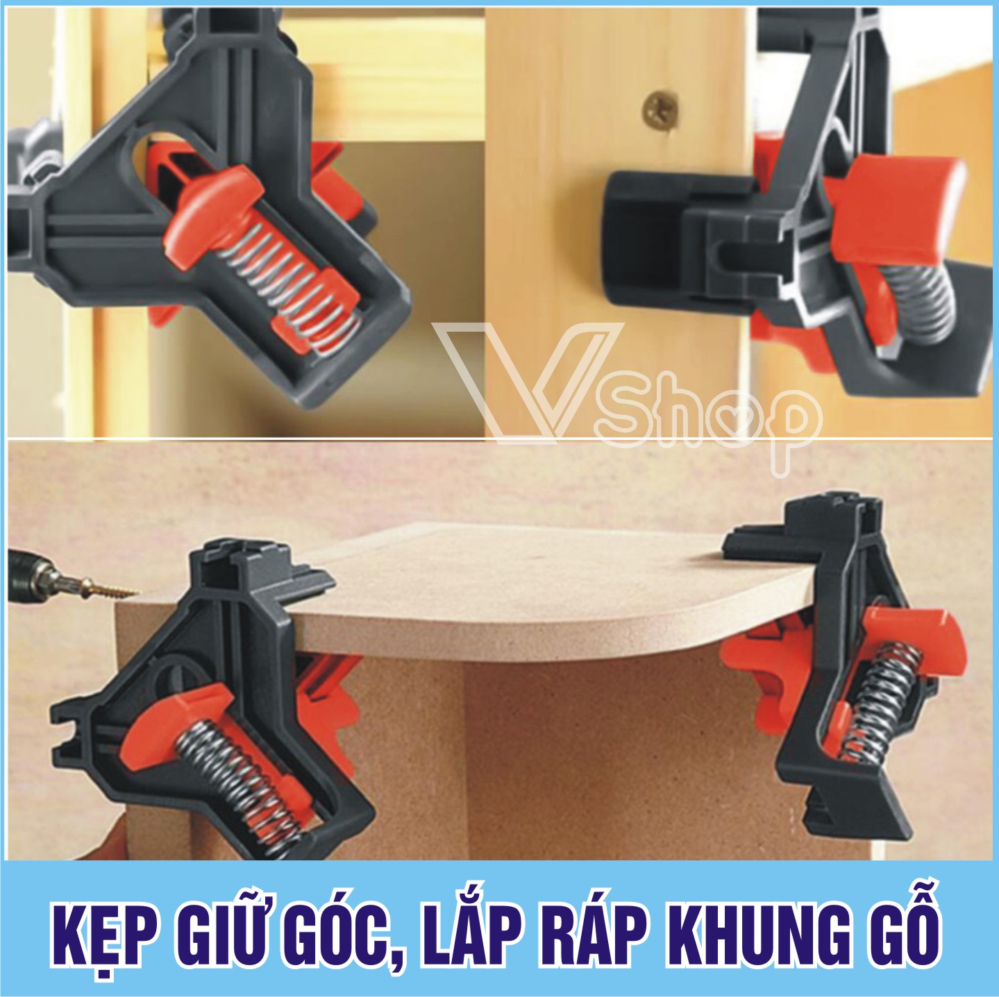 Kẹp giữ góc, gá đỡ eke, lắp ráp khung gỗ
