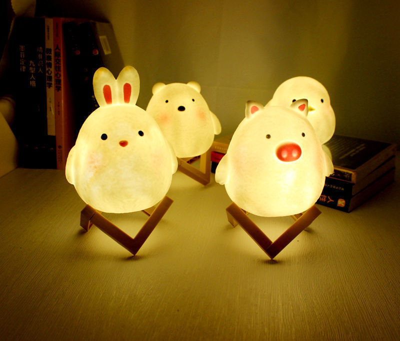 Đèn Trang Trí Phòng Ngủ Mini Hình 4 Con Vật Cute Dễ Thương Có Lắp Pin Sử Dụng Lâu Dài