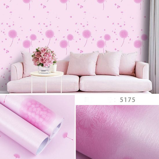 10M Giấy Dán Tường - Decal dán tường- Hoa Bồ Công Anh màu tím hồng-HPMWallpaper