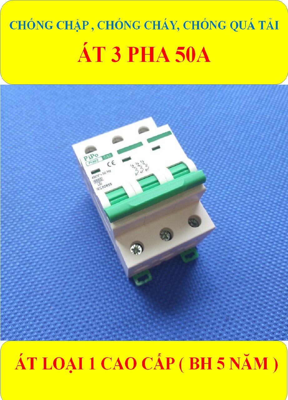 Cầu dao tự động, Aptomat 3 PHA 50A (BH 5 năm ) Chống chập, Chống ngắn mạch, Chống cháy, Chống quá tải HÀNG LOẠI 1 CÁO CẤP (bộ 1 sản phẩm)