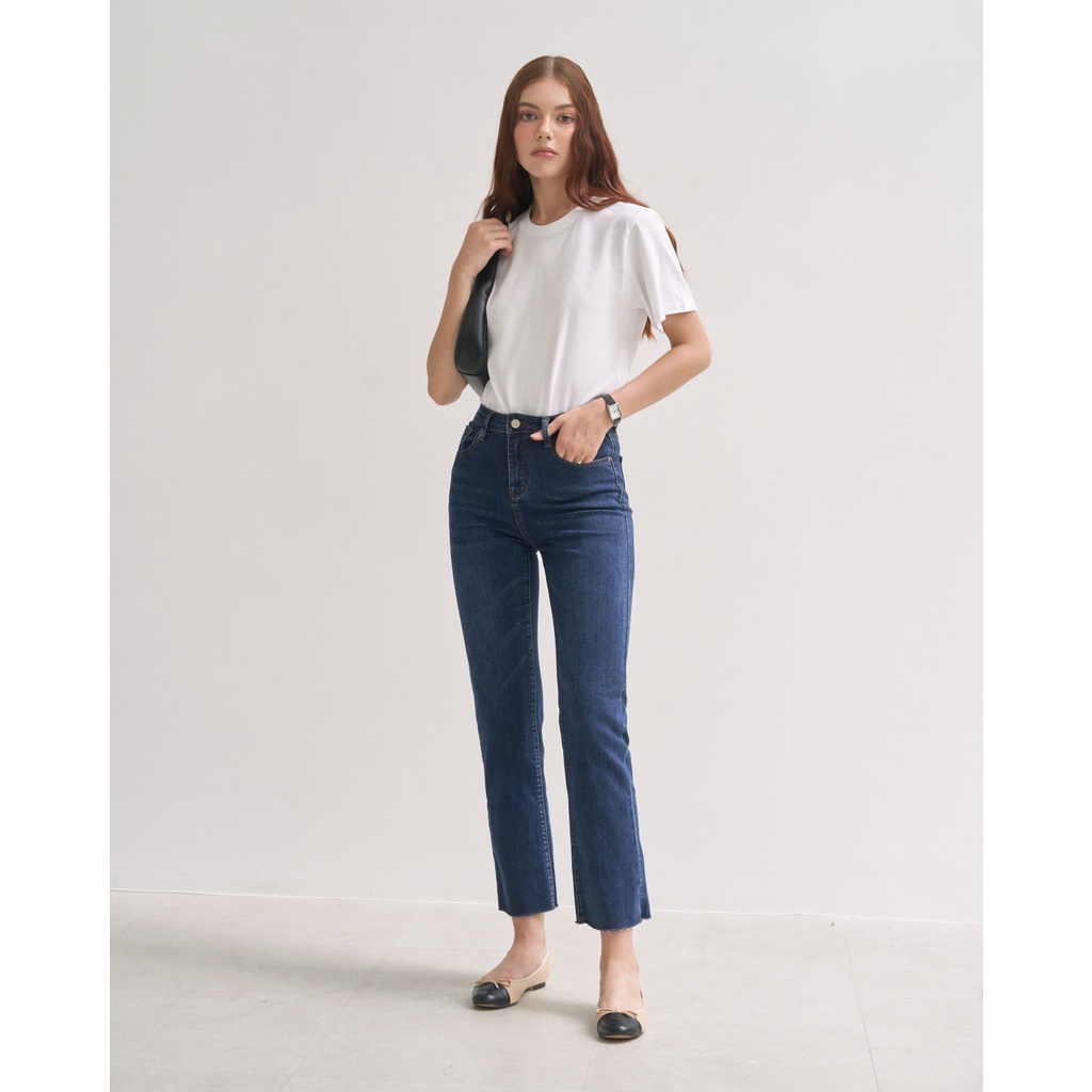 Quần jeans dáng ôm xanh jeans đậm moneo | qd-la3515 | lana official