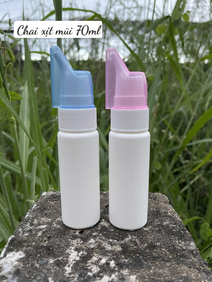 Bình xịt mũi rỗng, chai nhựa xịt mũi 70ml, chai xịt sixat nắp xanh/nắp hồng