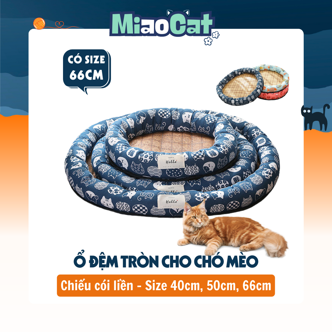Ổ Đệm Tròn Lót Chiếu Mát Mẻ Nhiều Màu Cho Chó Mèo Có Size Lớn OT052 MIAOCAT
