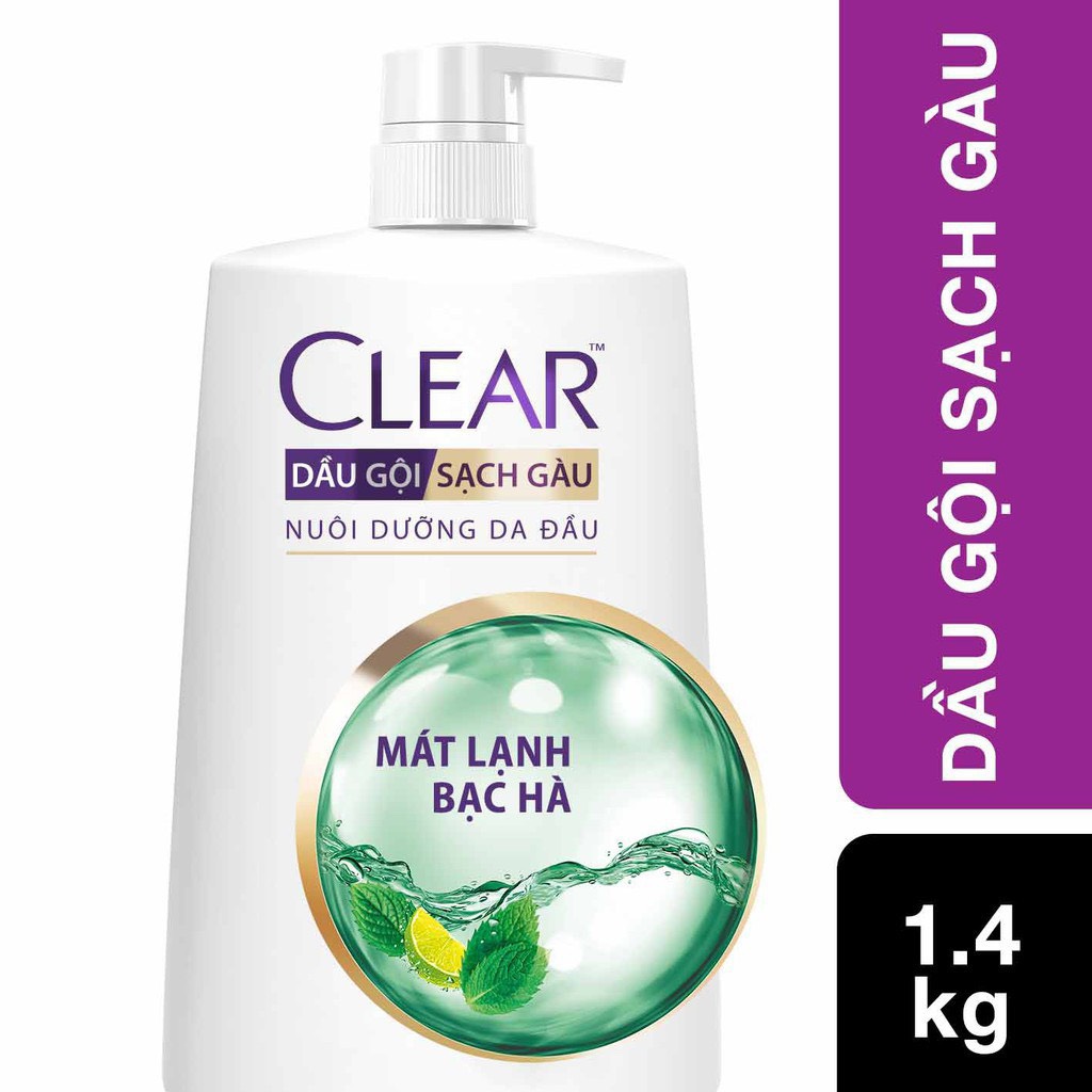 [HCM]Dầu Gội Sạch Gàu Clear Bạc Hà Mát Lạnh 1.4Kg