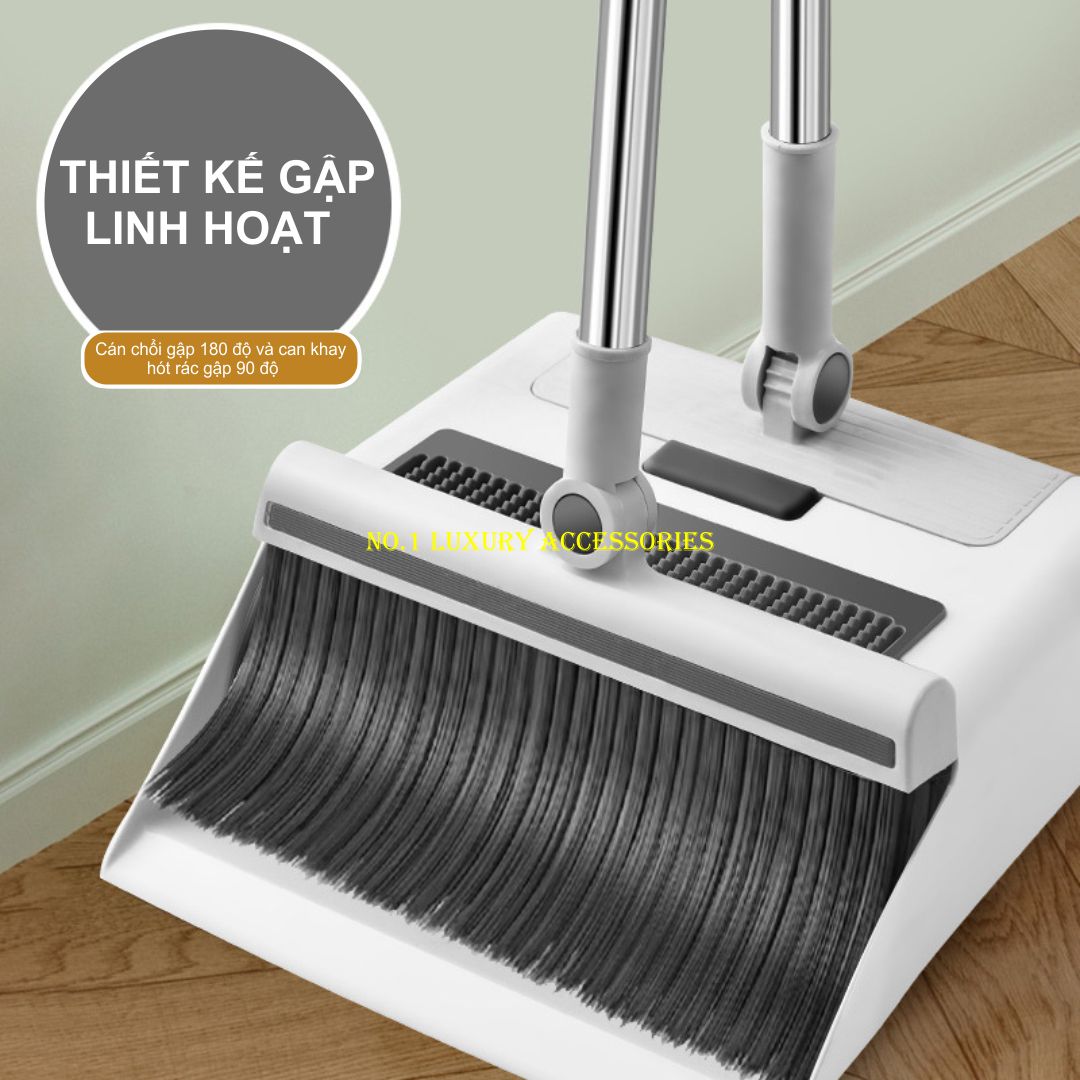 Bô chổi quét rác thông minh, 2 chổi trong 1 gồm chổi quét và chổi chà, chổi quét gập 180 độ tiện lợi