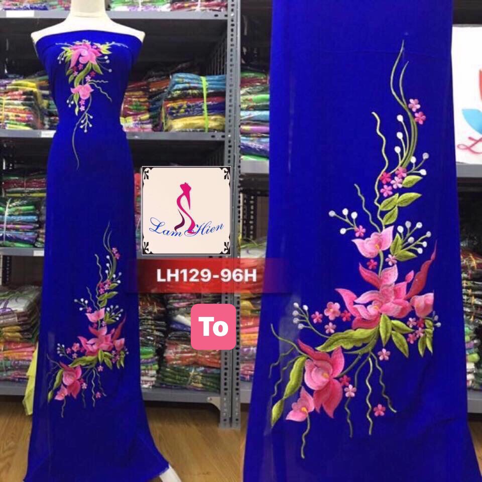 Vải áo dài thêu mẫu LH129