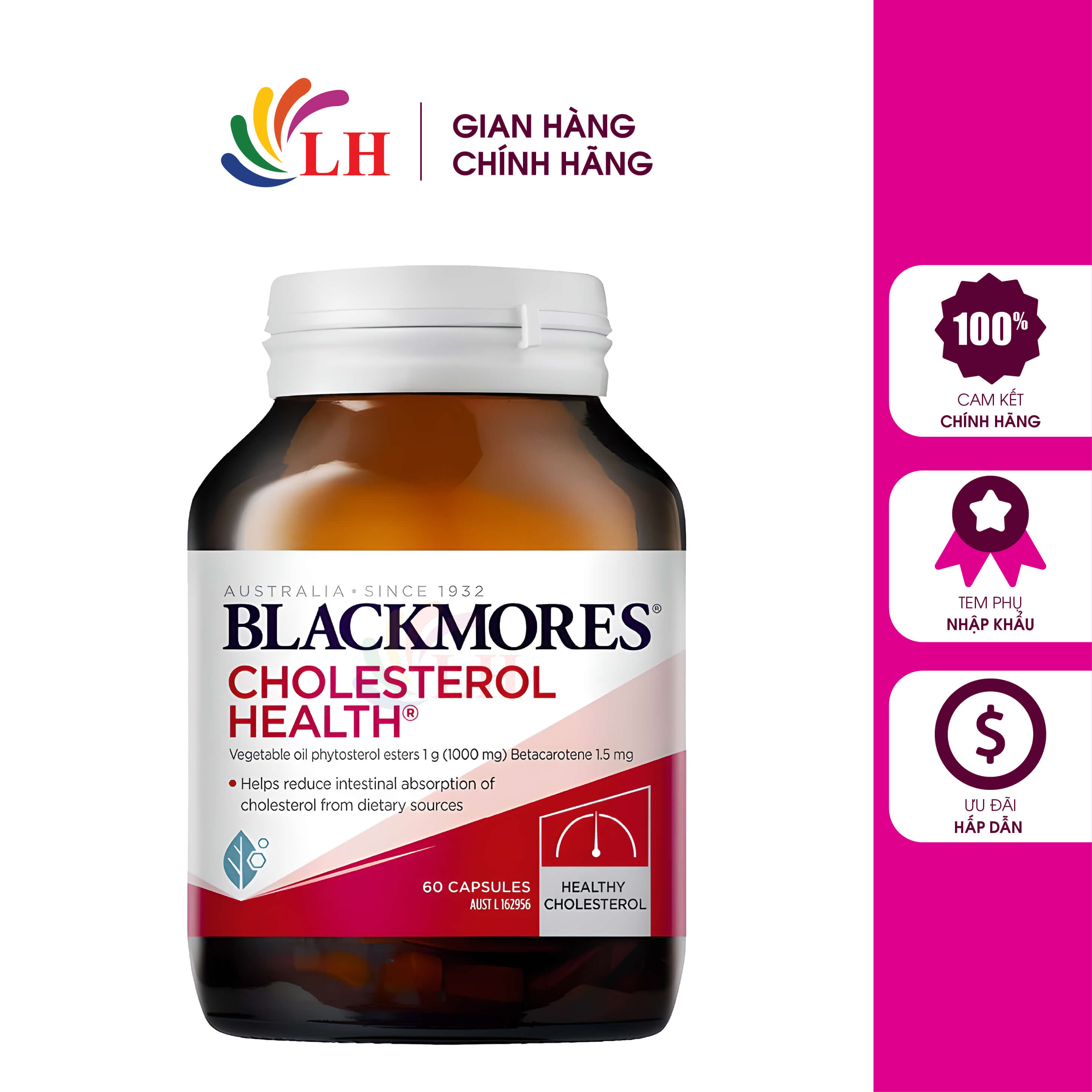 Viên uống Blackmores Cholesterol Health hỗ trợ cân bằng cholesterol trong