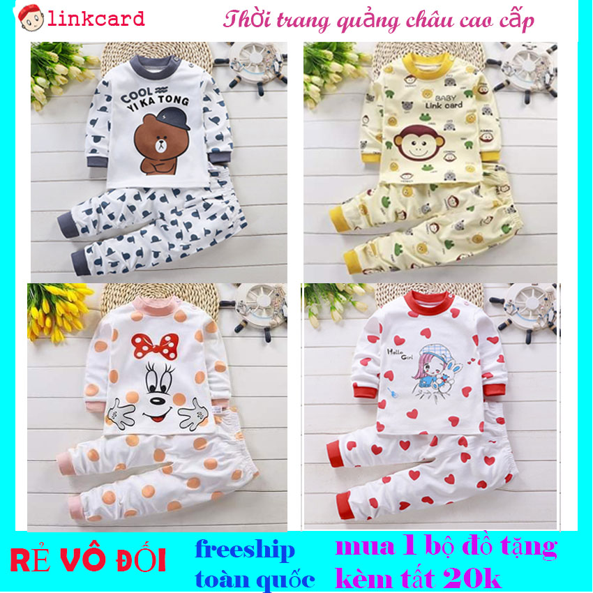 SALE CỰC SỐC bộ thu đông cho bé gái QUẢNG CHÂU cao cấp - linkcard - bộ đồ cho bé chất cotton mềm mịn họa tiết dễ thương freeship toàn quốc tặng kèm 1 đôi tất cao cổ trị giá 20k