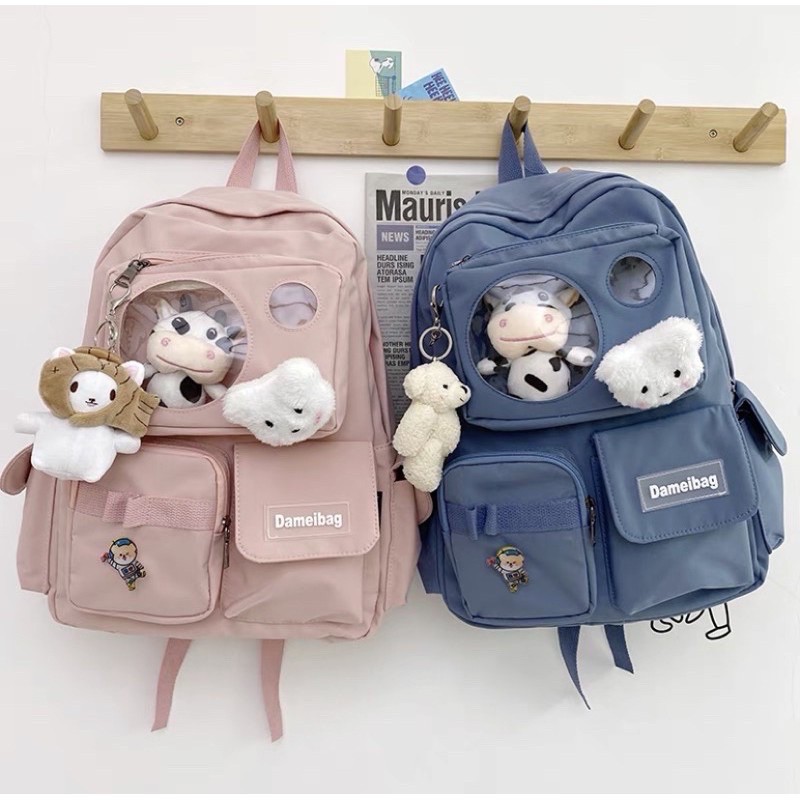Balo ulzzang chống nước demibag đầu gấu
