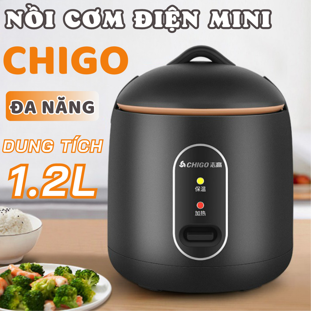 Nồi Cơm Điện Chigo 1,2L, Nồi Cơm Mini Nấu Đa Năng, Nấu Cơm, Hầm Cháo, Hấp, Xào, Luộc Tiết Kiệm Điện Năng Thiết Kế Tháo Rời Để Bạn Dễ Dàng Vệ Sinh, Cất Giữ Sau Khi Sử Dụng.