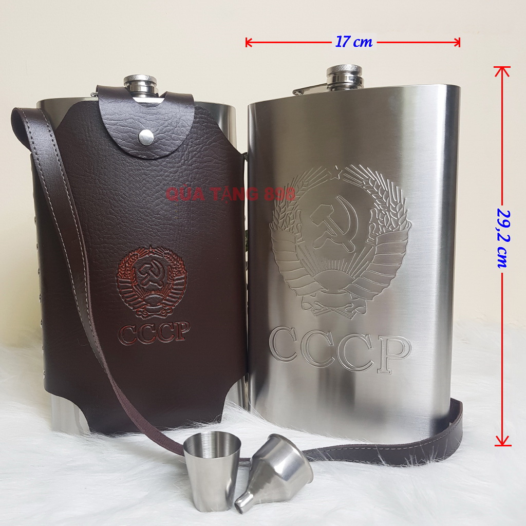 Bình inox đựng rươu logo nổi cccp dung tích 2l