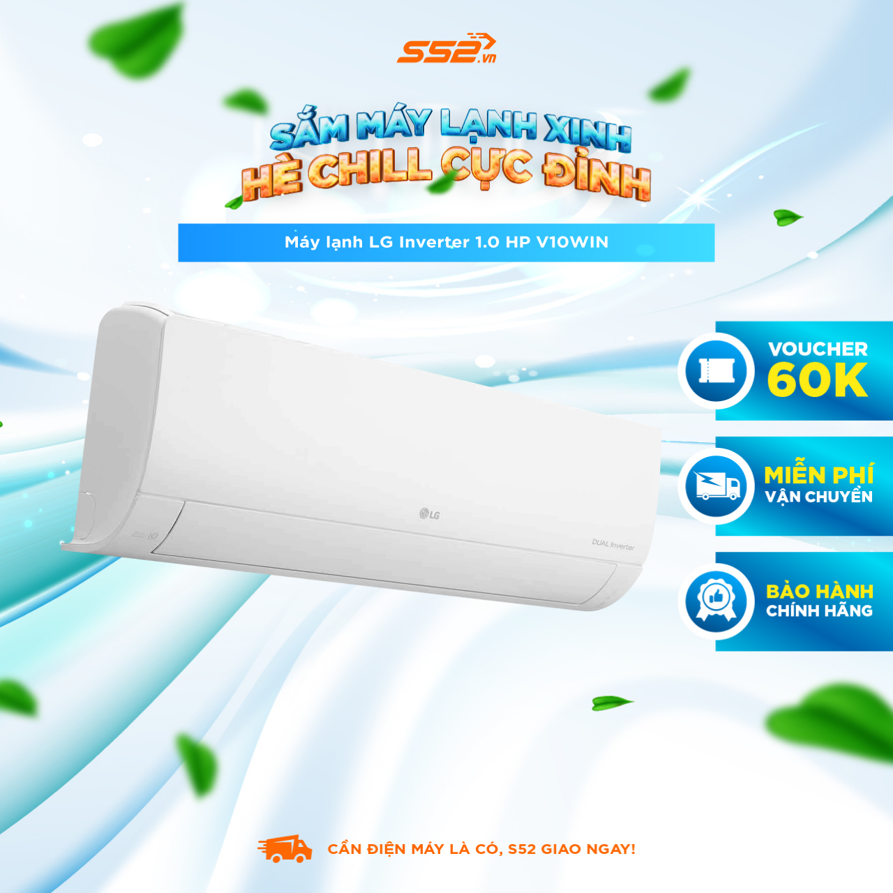 Máy lạnh lg inverter 1.0 hp v10win - bảo hành 24 tháng - hàng chính hãng.