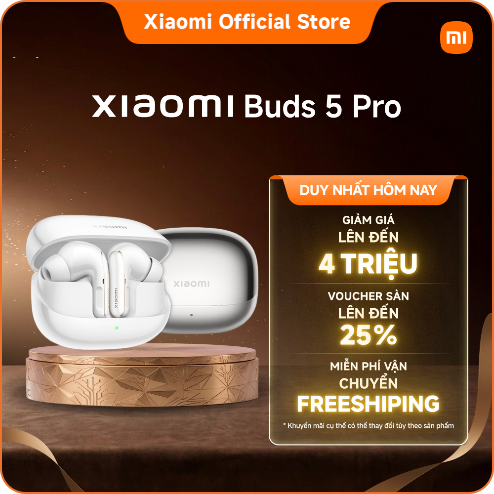 Tai nghe Xiaomi Buds 5 Pro WIFI  Bluetooth | Bộ ba củ loa đồng trục với bộ khuếch đại kép giúp tái tạo âm thanh chính xác | Công nghệ âm thanh Qualcomm® aptX™ Lossless |