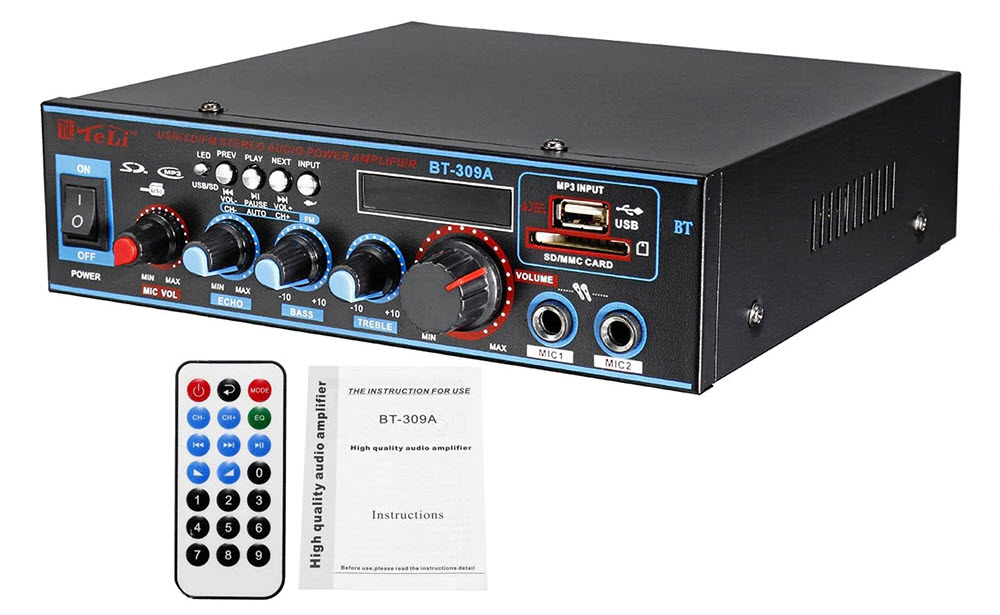 Amply mini karaoke bluetooth teli bt-309a nguồn ac / dc