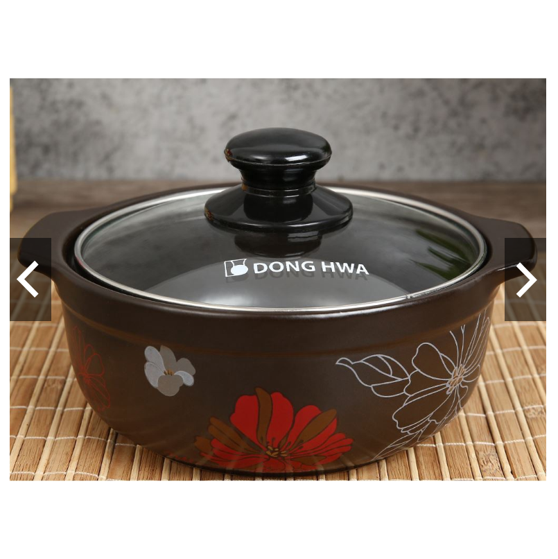Nồi đất nồi sứ hoa văn cao cấp tucbeghi donghwa : nắp kính 1l / 1.4l / 1.8l ......nắp sứ 1.1 lít và 1.5 lít