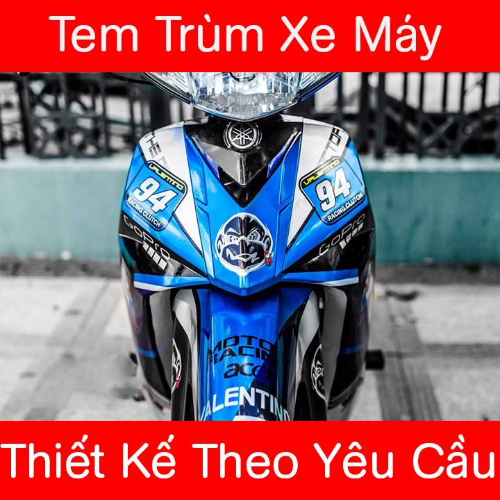 Tem Trùm Xe Sirius xanh trắng