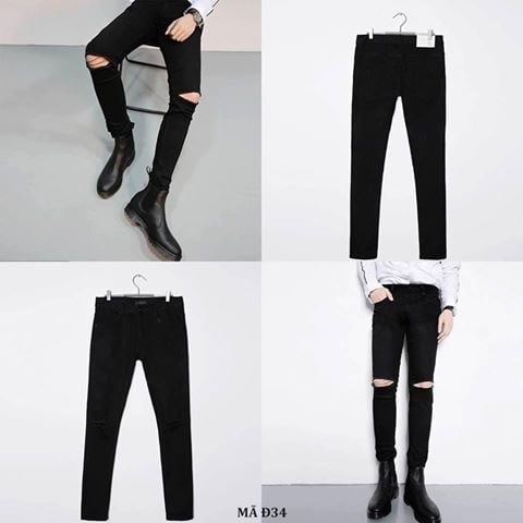Quần jean nam đen trơn form chất cực đẹp - body