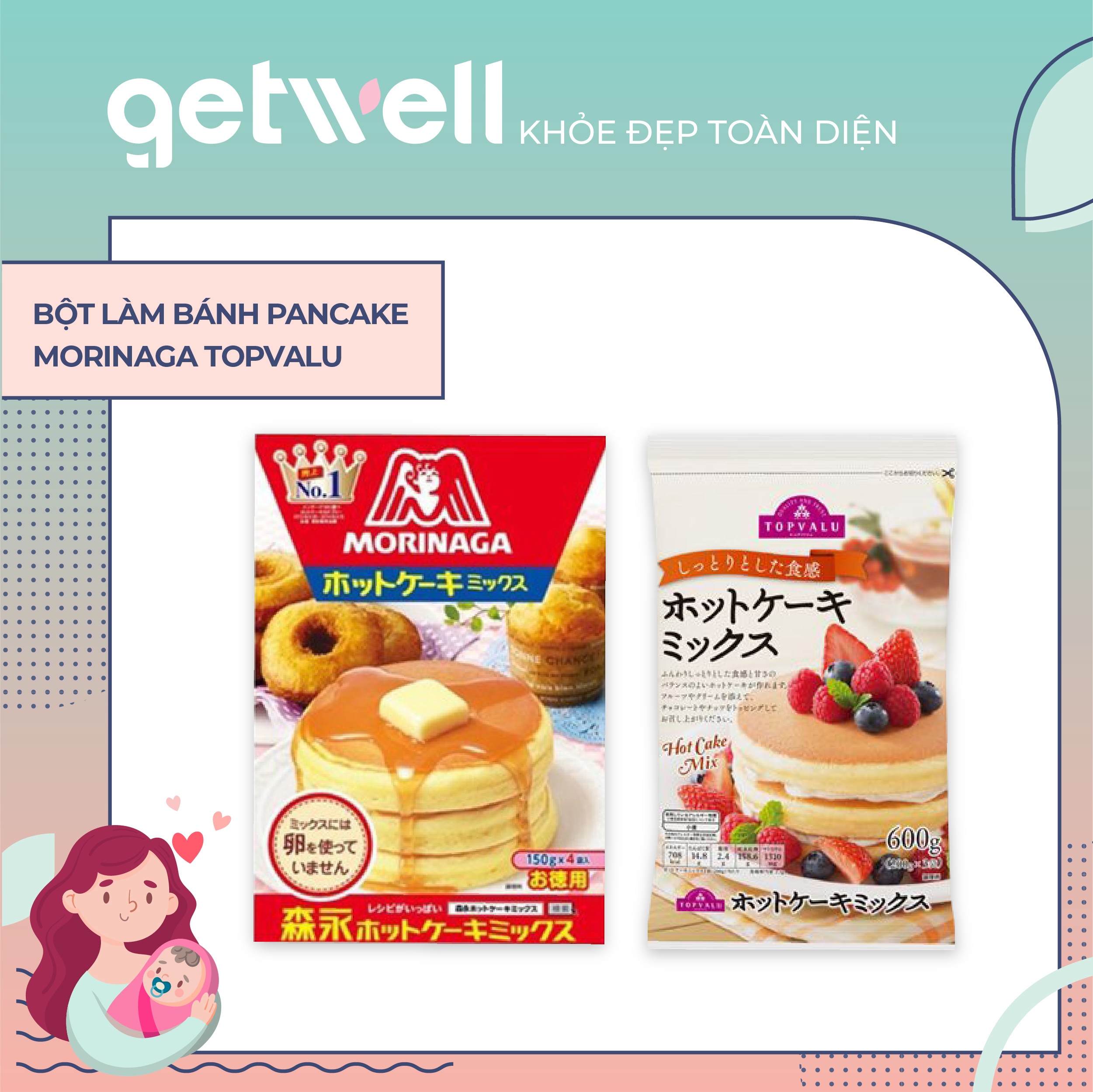 Bột làm bánh hot cake morinaga 600g topvalu 600g
